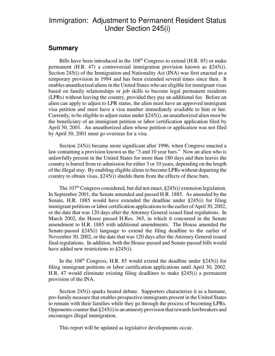 [20030115]RL31373_移民：根据第245（i）条调整永久居民身份.pdf_第2页