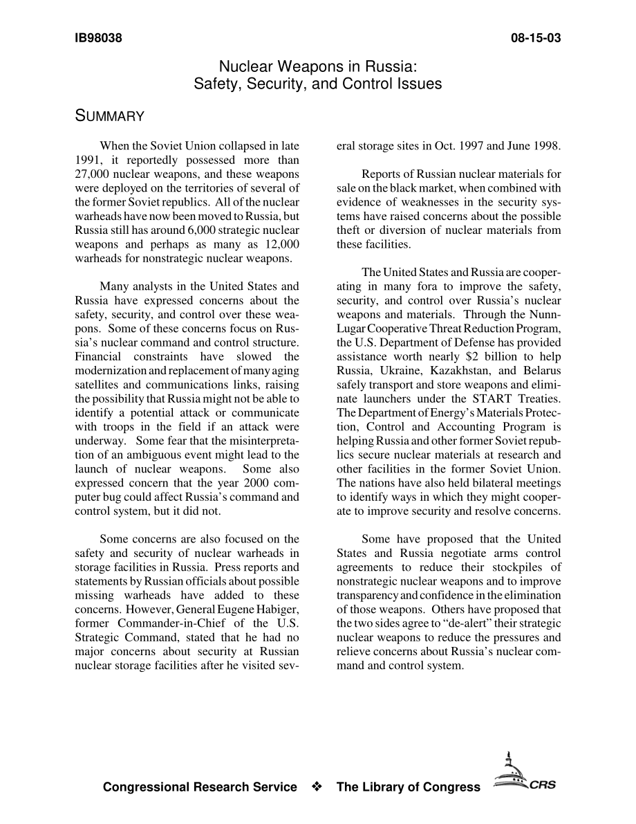 [20030815]IB98038_俄罗斯的核武器：安全、安保和控制问题.pdf_第3页