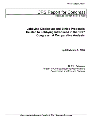 [20060609]RL33234_第109届国会引入的游说披露和与游说相关的道德建议：比较分析.pdf