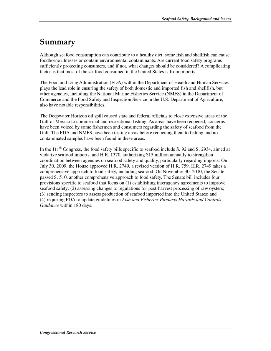 [20101202]RS22797_海鲜安全：背景和问题.pdf_第2页