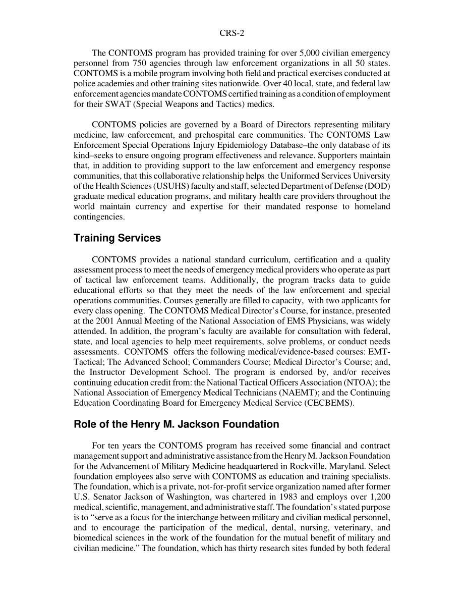 [20011221]RS21081_CONTOMS（禁毒和恐怖主义行动医疗支持计划）.pdf_第2页