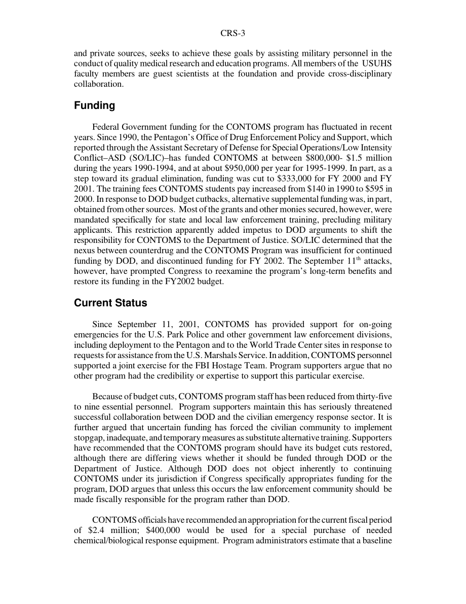 [20011221]RS21081_CONTOMS（禁毒和恐怖主义行动医疗支持计划）.pdf_第3页