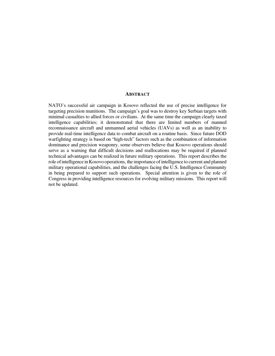 [19991105]RL30366_科索沃： Implications for Military Intelligence.pdf_第2页