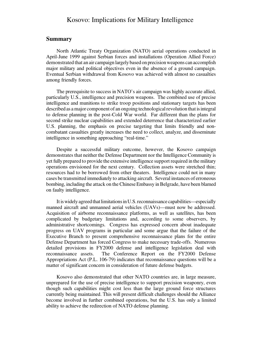 [19991105]RL30366_科索沃： Implications for Military Intelligence.pdf_第3页