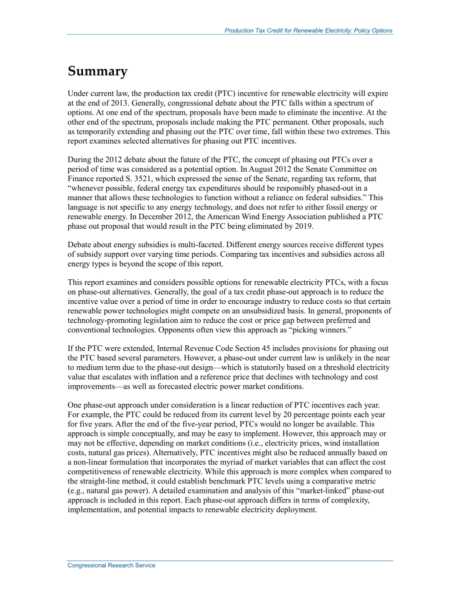 [20131220]R43340_可再生能源电力的生产税减免优惠：选定政策选项的财务比较.pdf_第2页