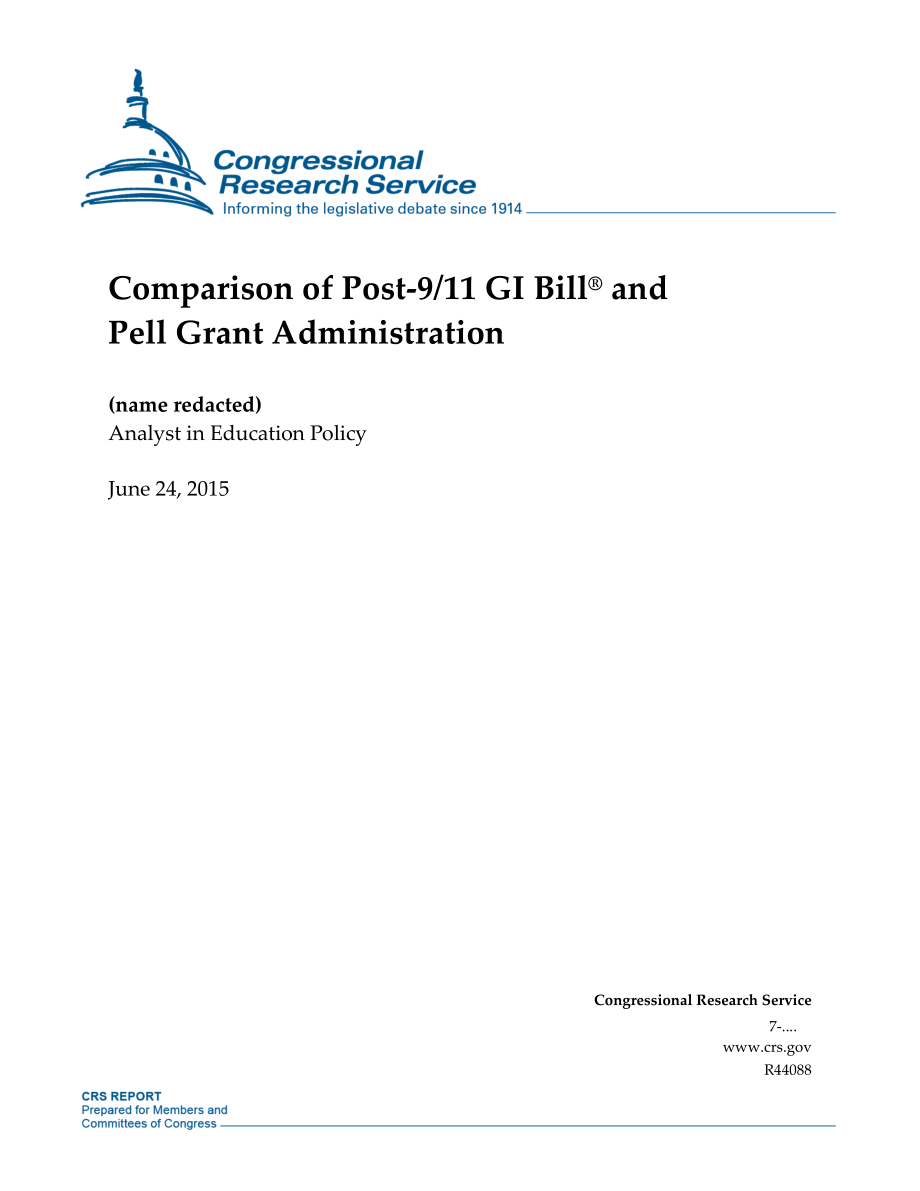 [20150624]R44088_911后GI Bill®和Pell Grant管理的比较.pdf_第1页