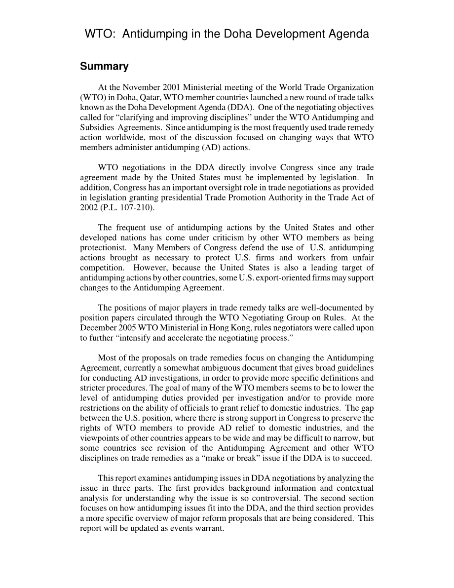 [20060515]RL32810_世贸组织：多哈发展议程中的反倾销问题.pdf_第2页