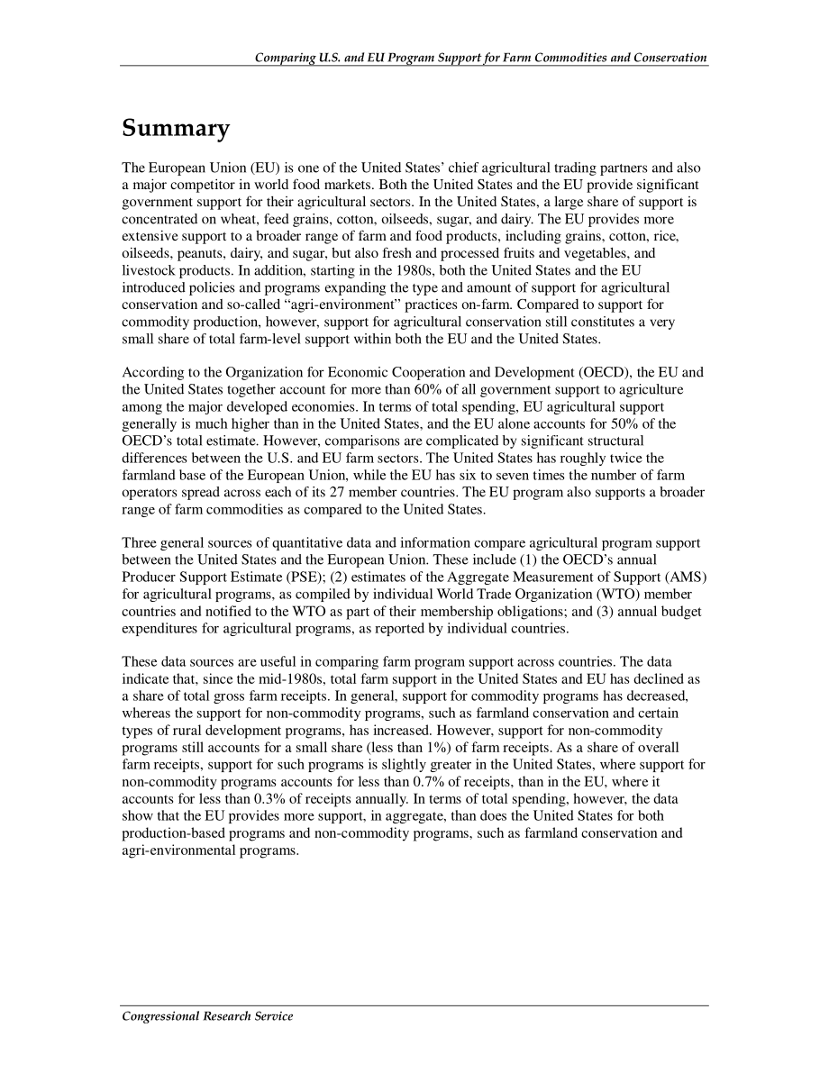 [20100126]R40539_比较美国和欧盟对农产品和保护的项目支持.pdf_第2页