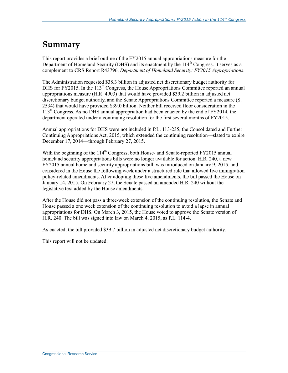 [20150316]R43884_国土安全拨款：2015财年第114届国会行动.pdf_第2页