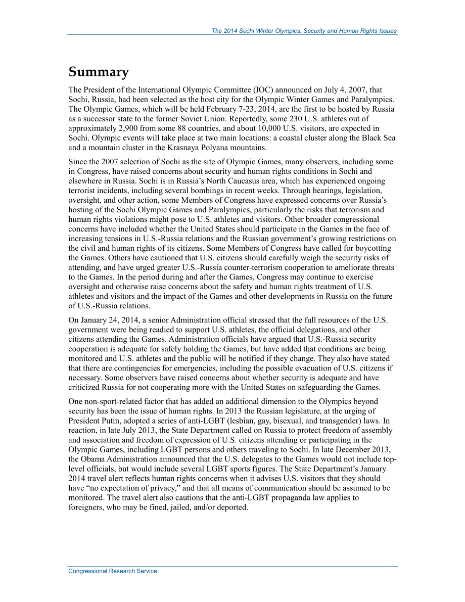[20140126]R43383_2014年索契冬奥会：安全和人权问题.pdf_第2页