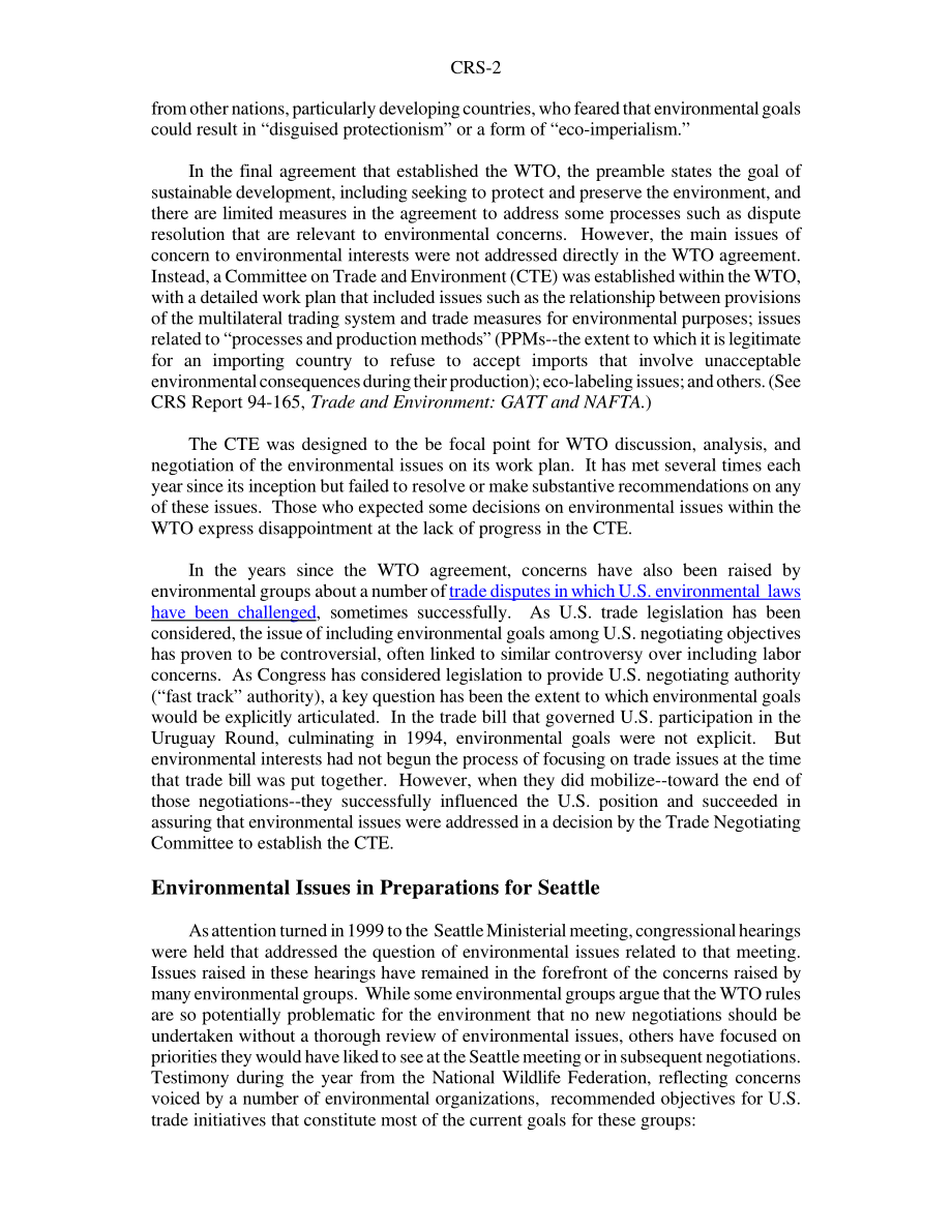 [19991221]RS20417_西雅图环境与世界贸易组织（WTO）：问题和关注点.pdf_第2页