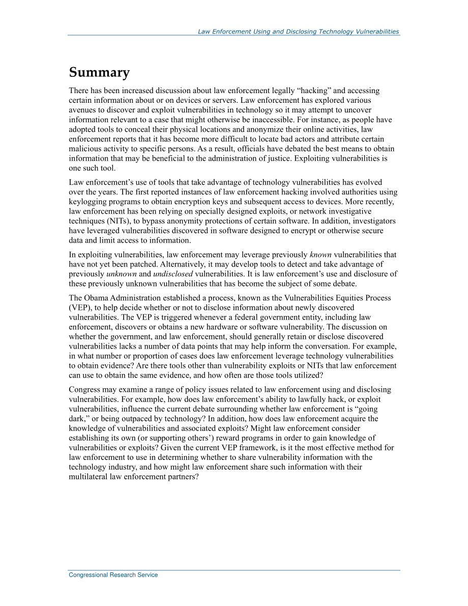 [20170426]R44827_执法部门使用和披露技术漏洞.pdf_第2页