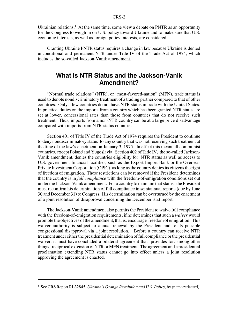 [20060330]RS22114_乌克兰永久正常贸易关系（PNTR）地位和美乌经济关系.pdf_第2页