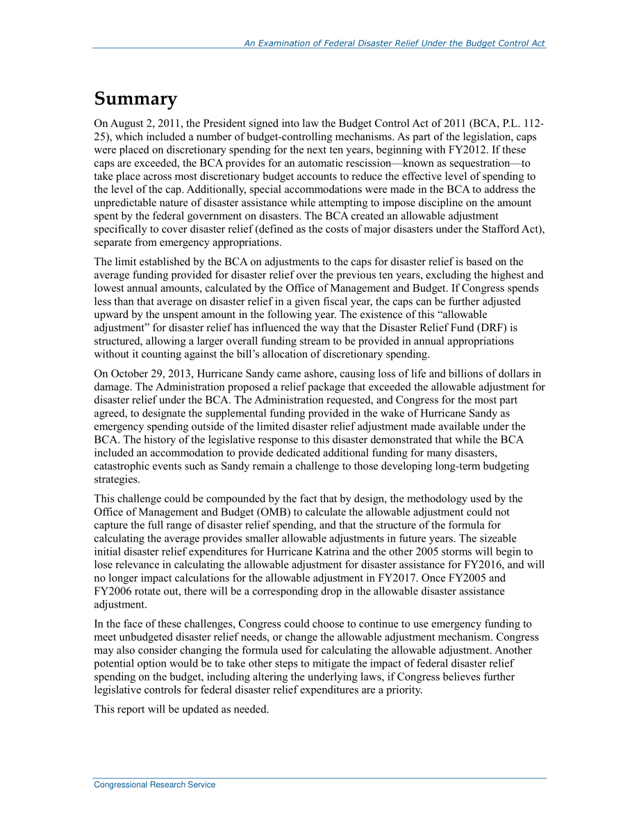 [20160224]R42352_《预算控制法》下的联邦救灾审查.pdf_第2页
