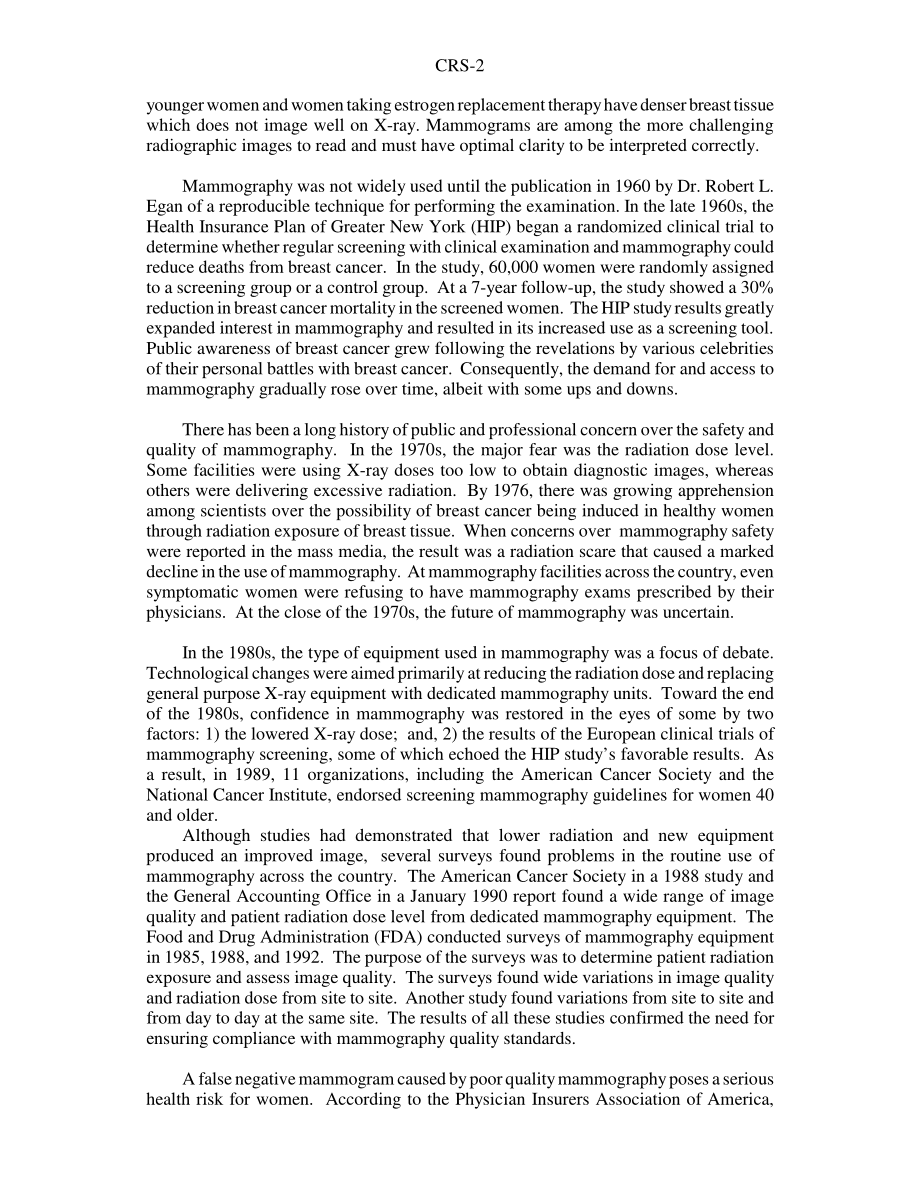 [19981022]98-809_乳房X射线照相质量标准法案：背景和问题.pdf_第2页