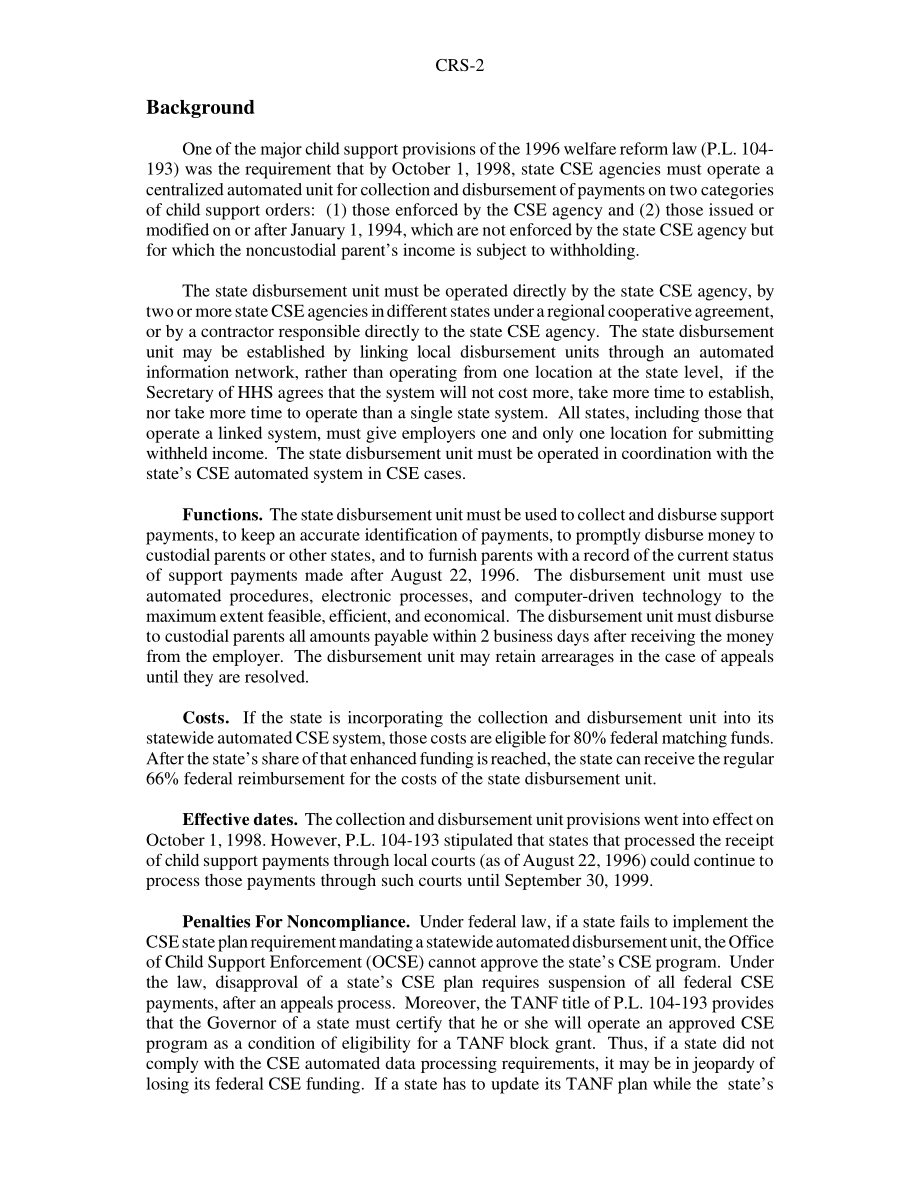 [19991201]RS20352_Centralized Collection and Disbursement of Child Support Payments.pdf_第2页