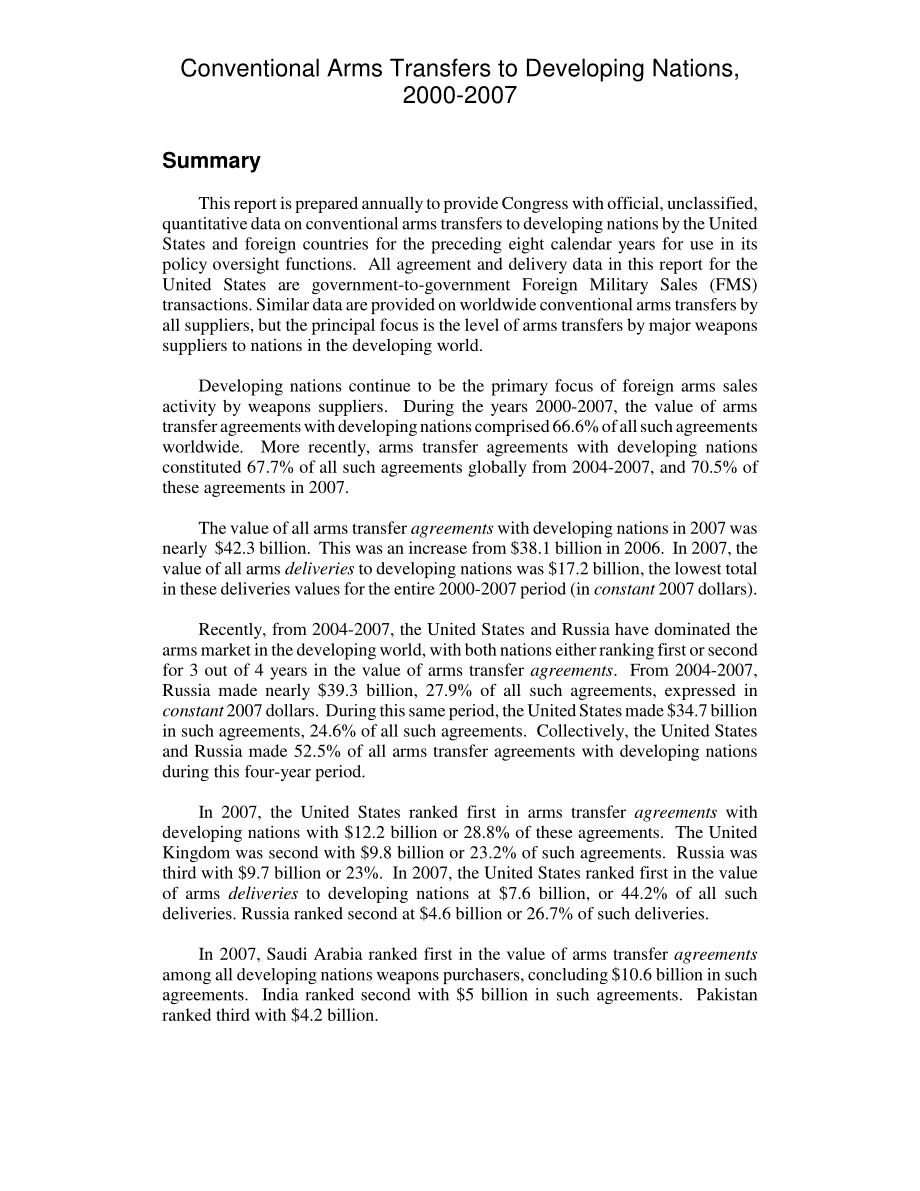 [20081023]RL34723_2000-2007年向发展中国家转让常规武器.pdf_第2页