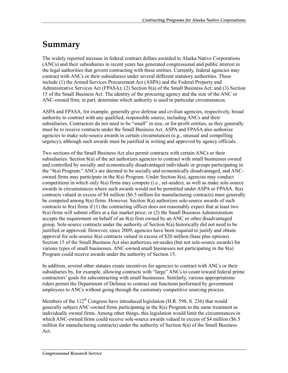[20121128]R40855_阿拉斯加本土公司承包项目：历史发展与法律权威.pdf_第2页