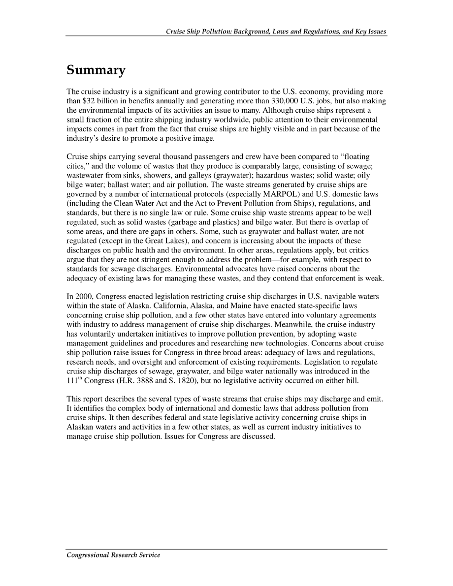 [20101215]RL32450_游轮污染：背景、法律法规和关键问题.pdf_第2页