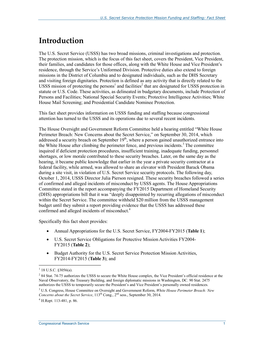 [20141125]R43797_美国特勤局保护任务资金和人员配备：情况说明书.pdf_第2页