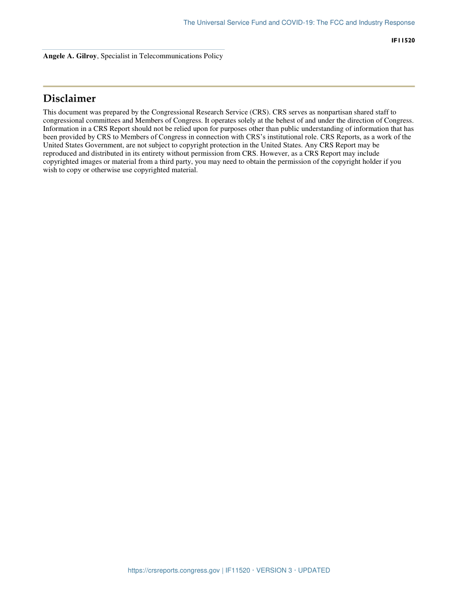 [20200604]IF11520_普遍服务基金和新冠肺炎：FCC和行业响应.pdf_第3页