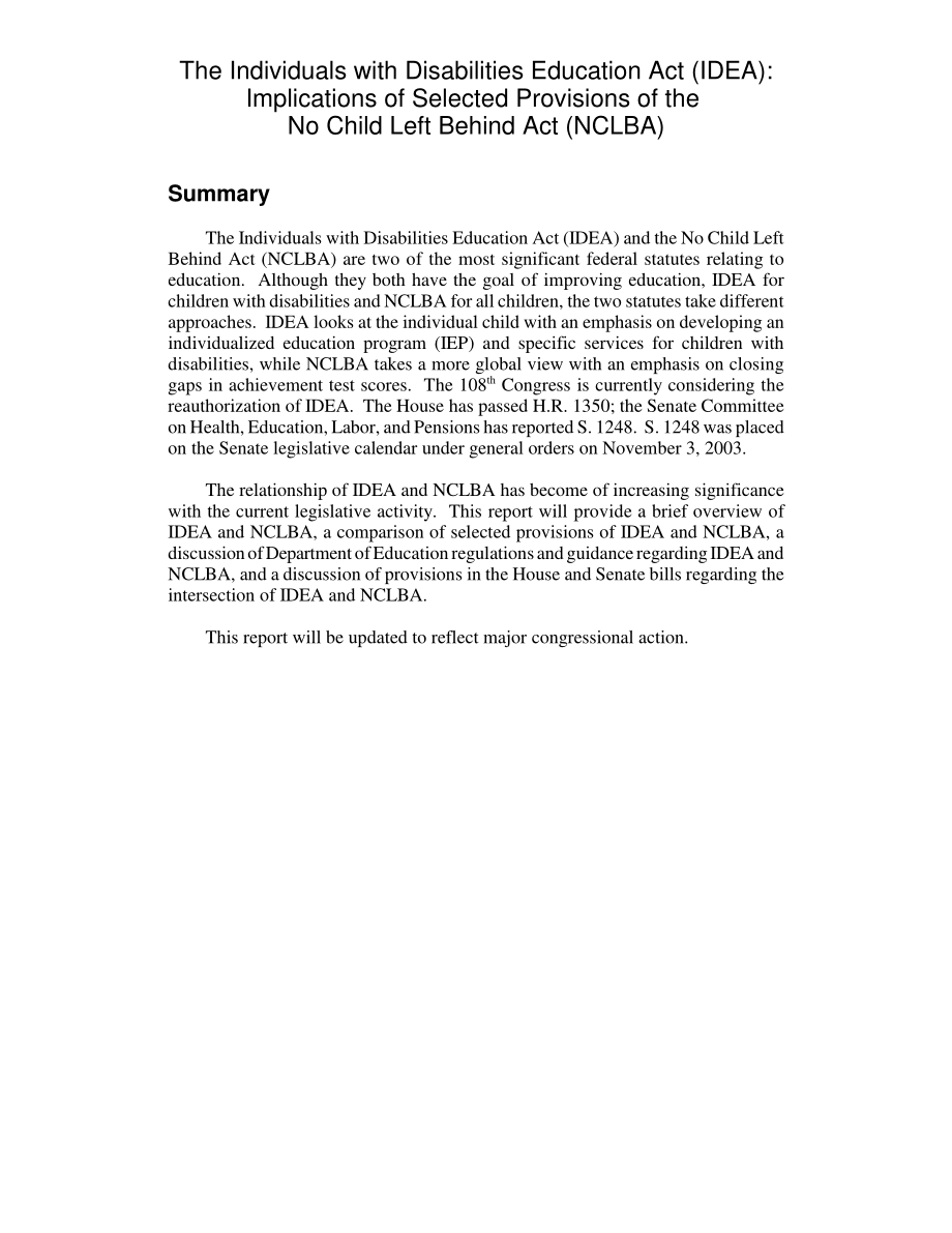 [20040106]RL31838_《残疾人教育法》（IDEA）：《不让一个孩子掉队法案》（NCLBA）部分条款的影响.pdf_第2页