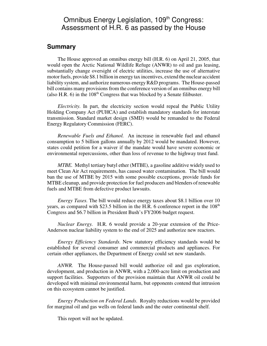 [20050603]RL32936_第109届国会综合能源立法：H.R.评估6从房子旁边经过.pdf_第2页