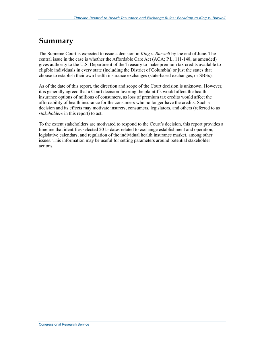 [20150619]R44079_与健康保险和交换规则相关的时间表：国王诉伯维尔案背景.pdf_第2页