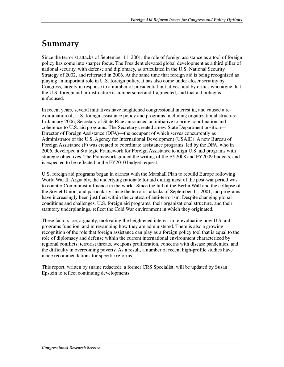 [20090127]RL34243_对外援助改革：国会议题和政策选择.pdf_第2页