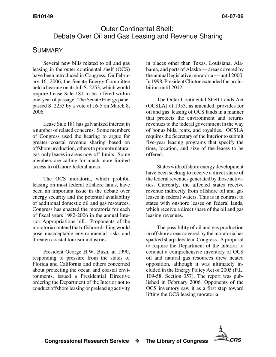 [20060407]IB10149_外大陆架：关于油气租赁和收入分享的辩论.pdf_第3页