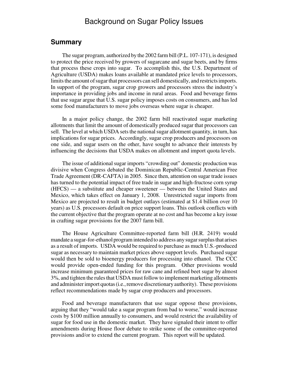 [20070726]RL33541_糖业政策问题背景.pdf_第2页