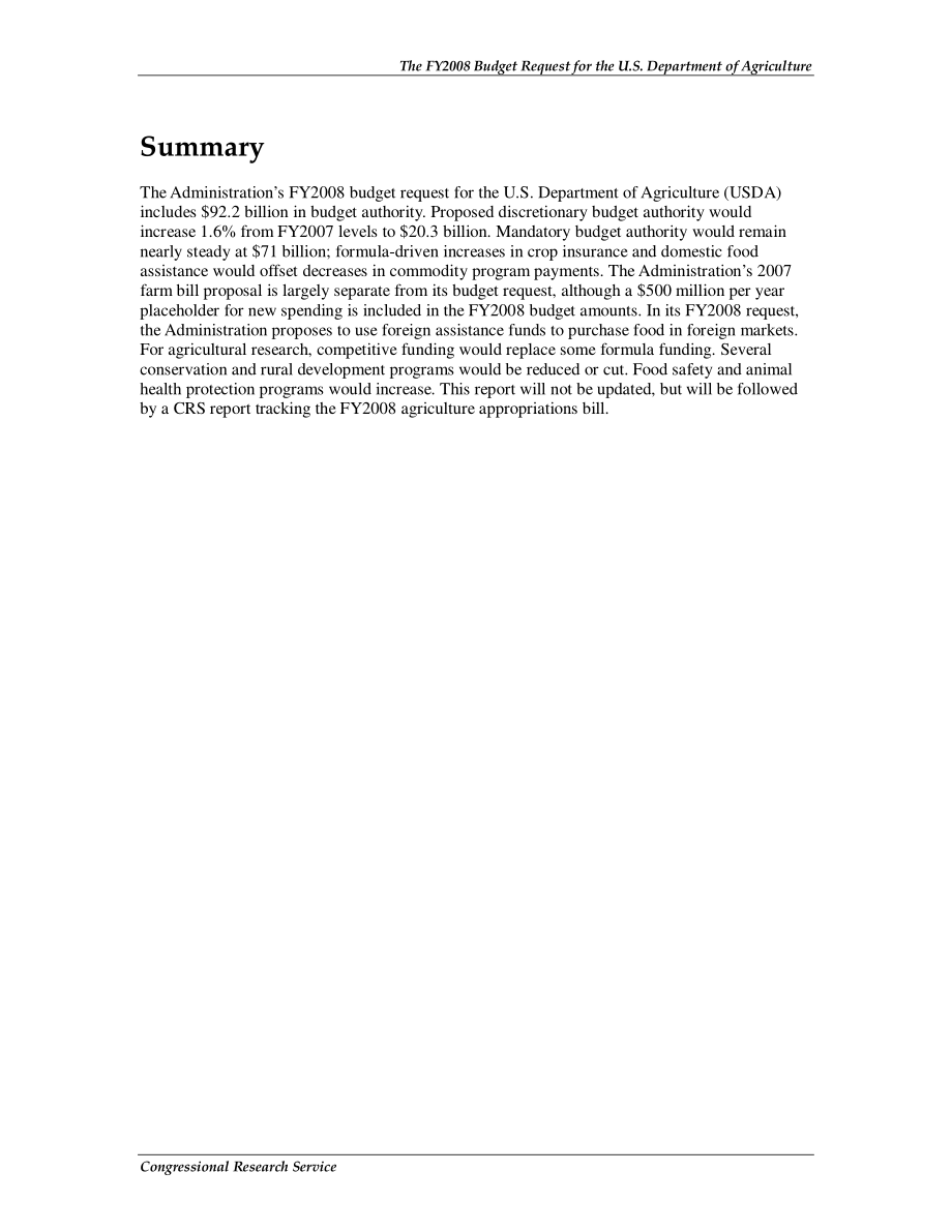 [20070313]RS22621_美国农业部2008财年预算申请.pdf_第2页