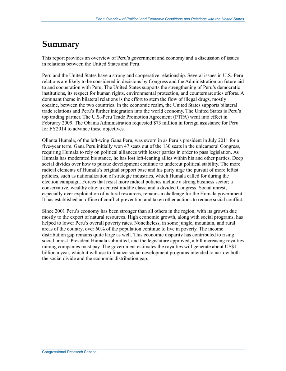 [20130607]R42523_秘鲁：政治和经济状况以及与美国的关系概述.pdf_第2页
