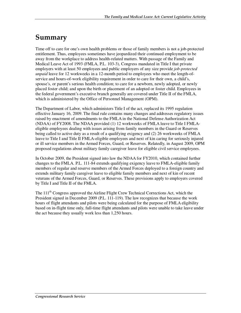 [20110214]RL31760_《家庭和病假法》：当前立法活动.pdf_第2页