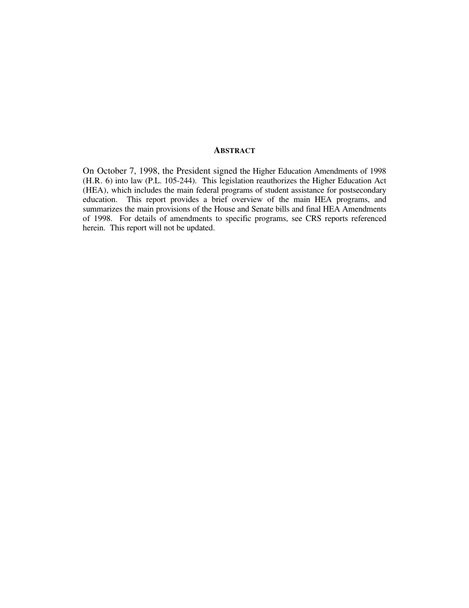 [19990202]RL30063_《高等教育法》：第105届国会重新授权.pdf_第2页