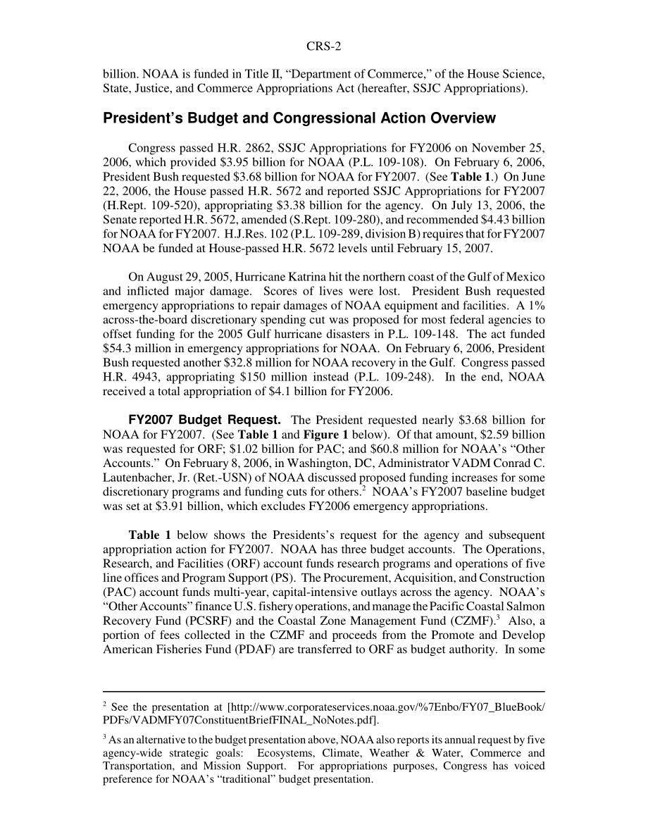 [20070117]RS22410_国家海洋和大气管理局（NOAA）2007财年预算：总统的要求、国会拨款和相关问题.pdf_第2页