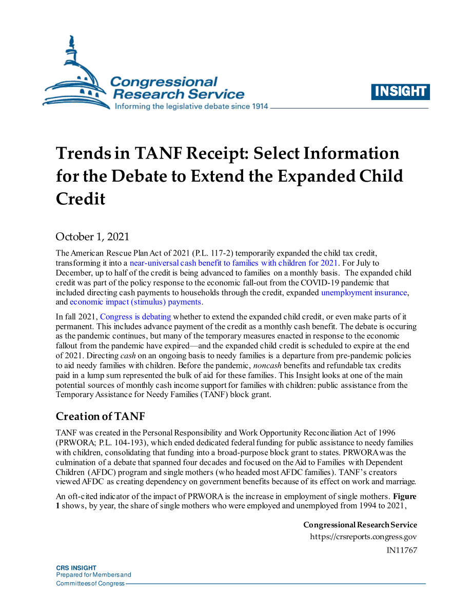 [20211001]IN11767_TANF接收趋势：为辩论选择信息以扩大儿童信贷.pdf_第1页