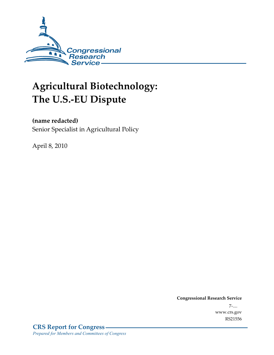 [20100408]RS21556_农业生物技术：美欧争端.pdf_第1页