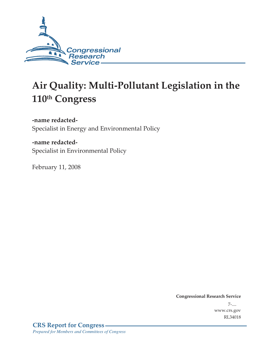 [20080211]RL34018_空气质量：第110届国会多污染物立法.pdf_第1页