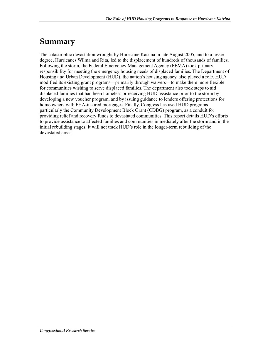 [20111215]RS22358_HUD住房项目在应对卡特里娜飓风中的作用.pdf_第2页