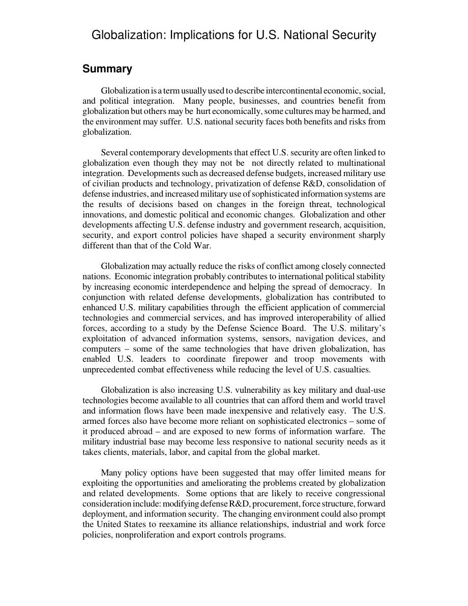 [20010615]RL31018_全球化：对美国国家安全的影响.pdf_第2页