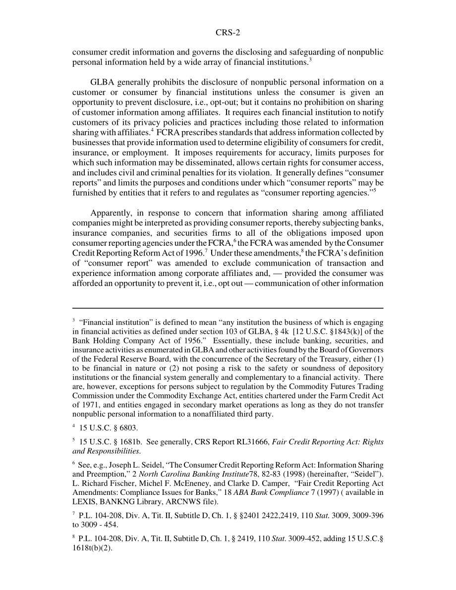 [20050223]RS21427_影响关联机构间客户信息共享的金融隐私法.pdf_第2页