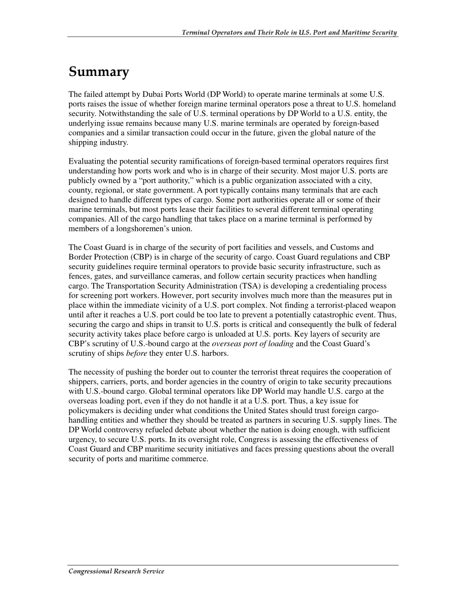 [20070410]RL33383_码头运营商及其在美国港口和海事安全中的作用.pdf_第2页