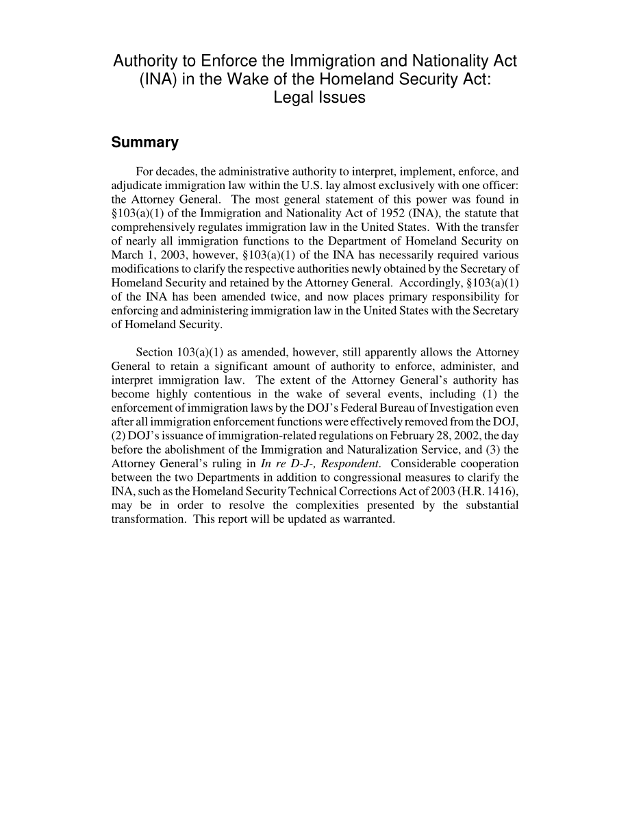 [20030716]RL31997_根据《国土安全法》执行《移民和国籍法》（INA）的权力：法律问题.pdf_第2页
