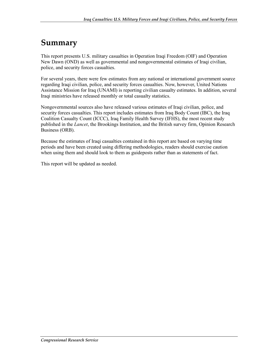 [20111206]R40824_伊拉克伤亡人数：美国军队和伊拉克平民、警察和安全部队.pdf_第2页