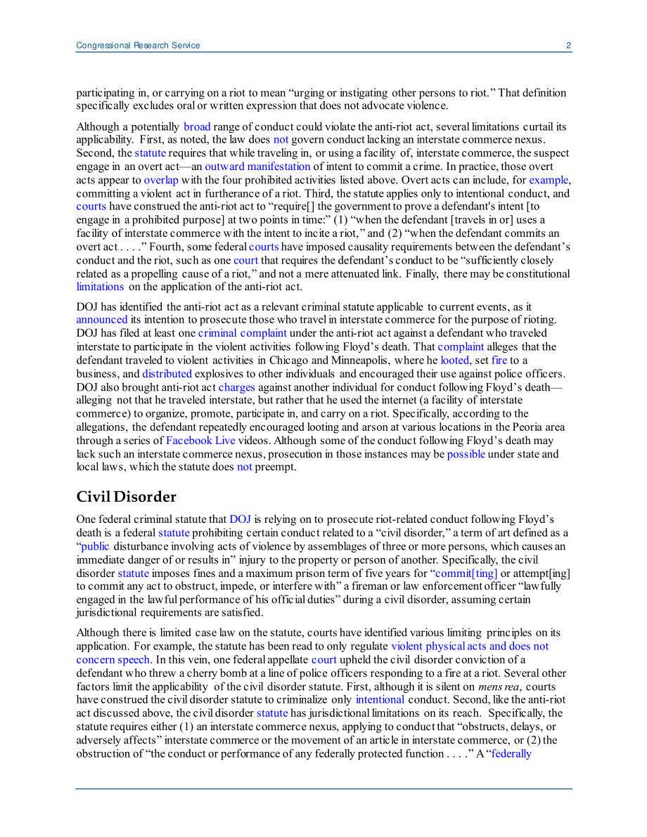 [20200611]LSB10493_适用于暴乱、财产破坏和相关行为的联邦刑法.pdf_第2页
