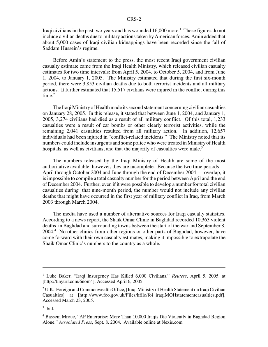 [20050426]RS22126_美国军方和伊拉克伤亡统计：其他数字和说明.pdf_第2页