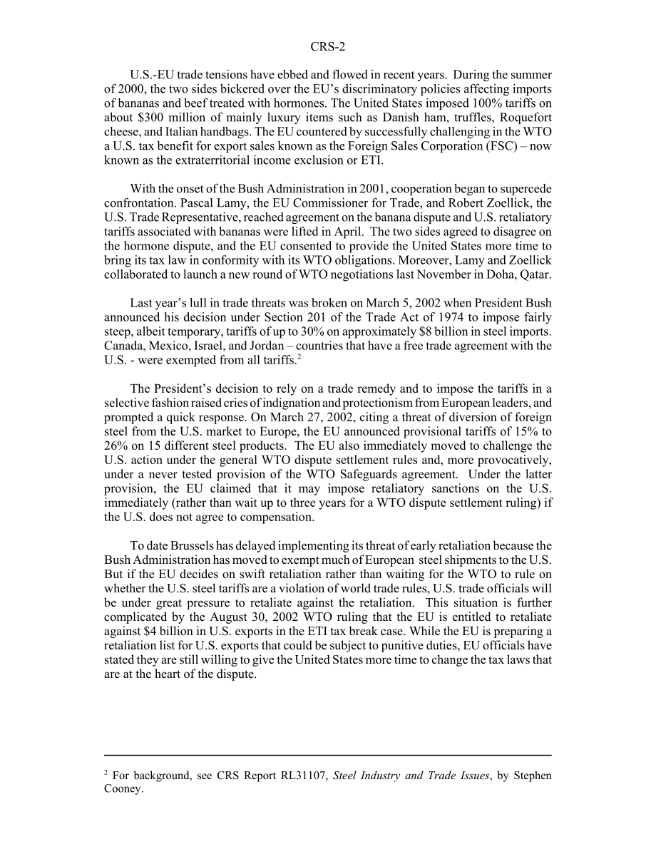 [20020926]RS21223_美欧贸易紧张：原因、后果和可能的治疗方法.pdf_第2页