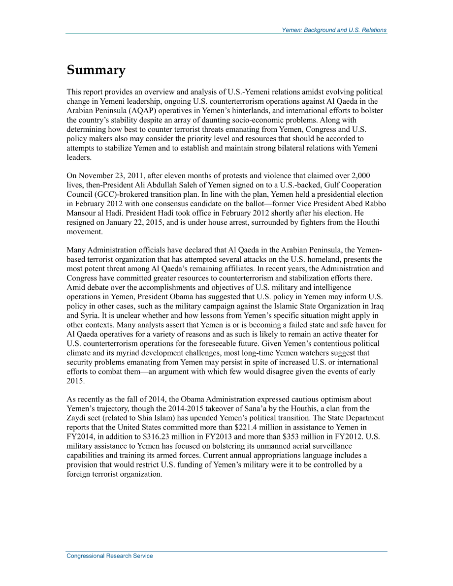 [20150211]RL34170_也门：背景和美国关系.pdf_第2页