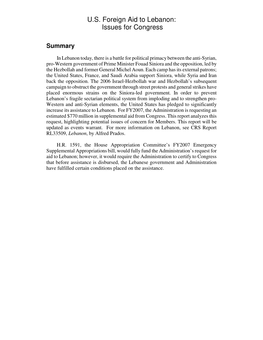 [20070321]RL33933_美国对黎巴嫩的对外援助：国会议题.pdf_第2页